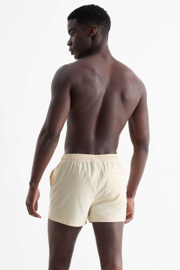 Herren - Badeshorts - gestreift - strukturiert - hellbeige