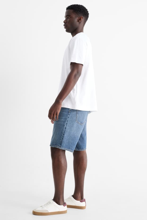 Heren - Korte spijkerbroek - jeansblauw