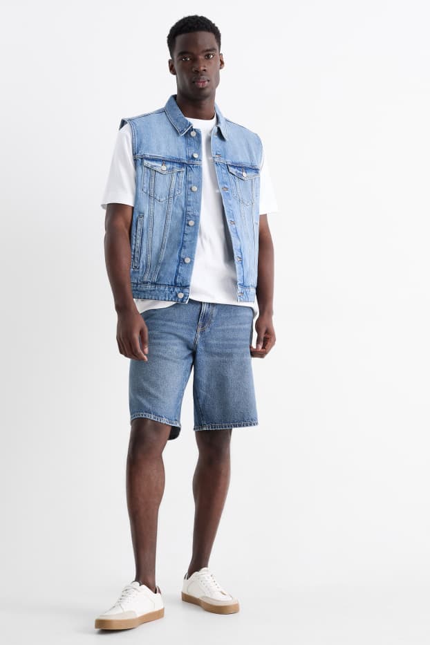 Heren - Korte spijkerbroek - jeansblauw