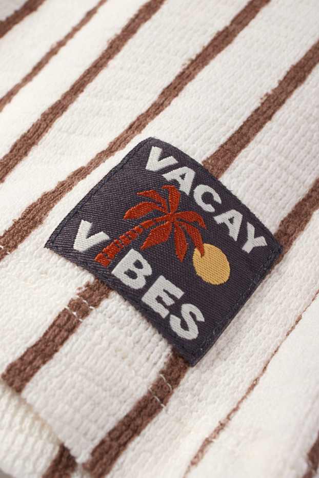 Kinder Buben - Palme - Bermudas - gestreift - strukturiert - cremeweiß