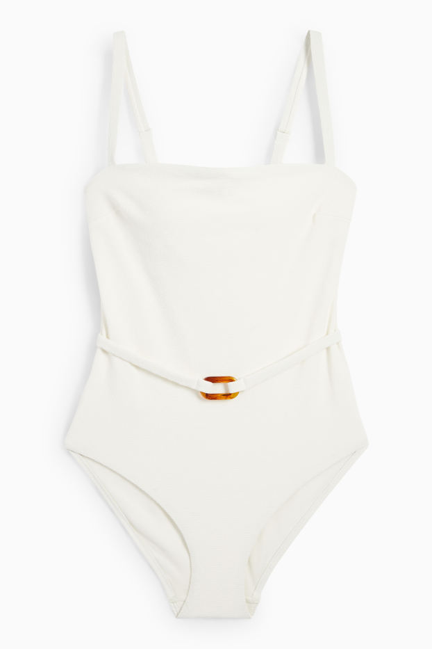 Femei - Costum de baie - vătuit - LYCRA® XTRA LIFE™ - structurat - alb-crem