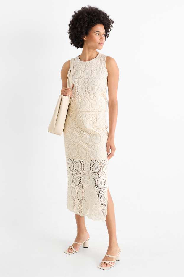 Damen - Bleistiftrock - beige