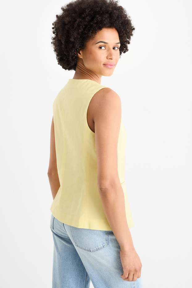 Femmes - Gilet sans manches - tailored fit - lin mélangé - jaune clair