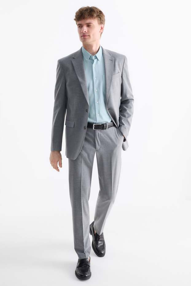 Hommes - Chemise de bureau - regular fit - col button-down - bleu clair