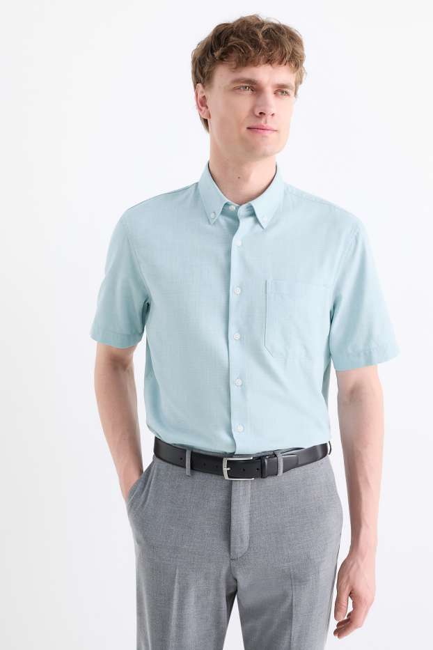 Hommes - Chemise de bureau - regular fit - col button-down - bleu clair