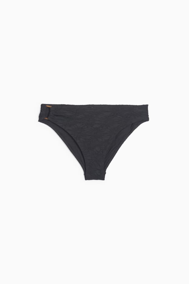 Donna - Slip bikini - vita media - LYCRA® XTRA LIFE™ - tessuto tramato - nero