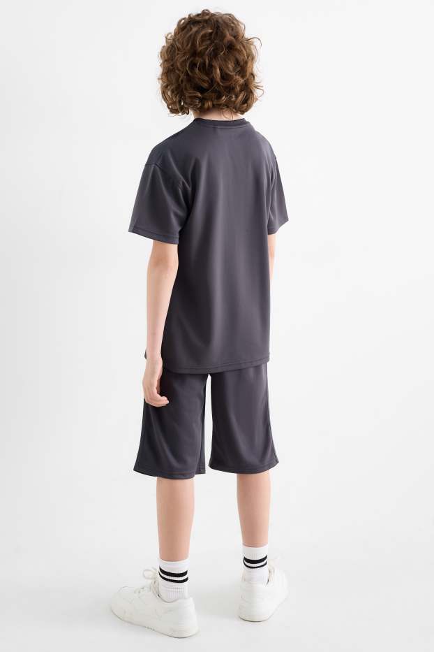 Enfants garçons - Skateboard - ensemble - haut et short de sport - 2 pièces - gris foncé
