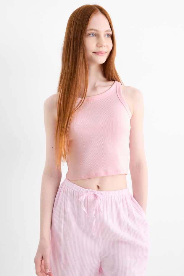 Kinder Mädchen - Top - gerippt - rosa