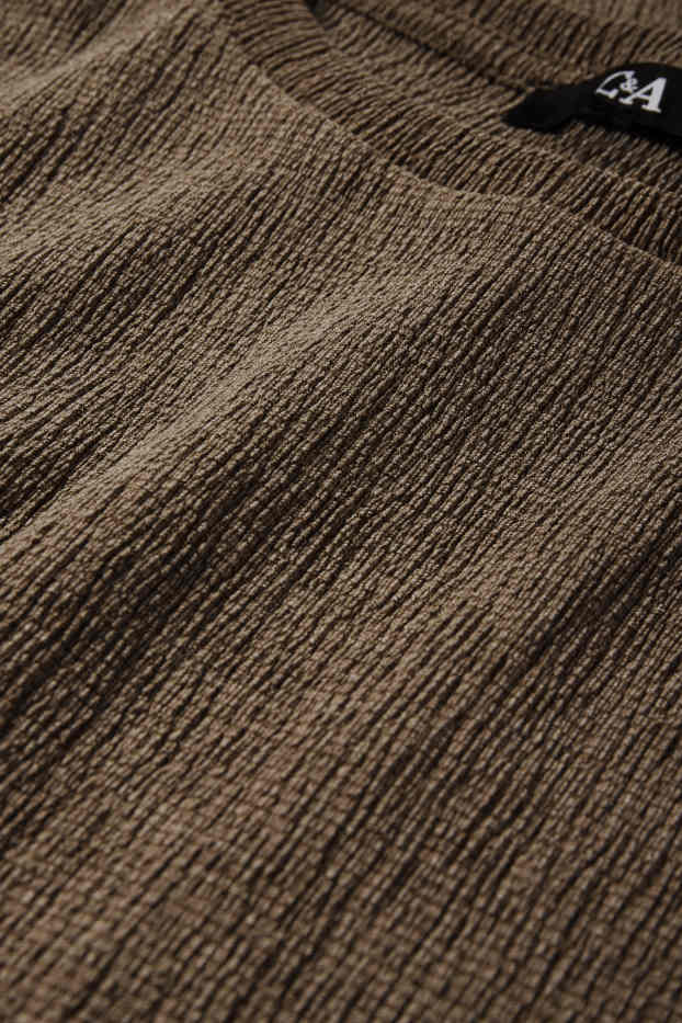 Femmes - T-shirt - slim fit - texturé - taupe