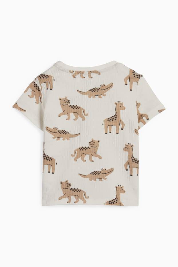 Nadó nen - Animals salvatges - samarreta de màniga curta per a nadó - estructurada - blanc trencat