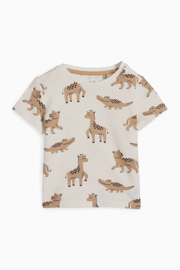 Nadó nen - Animals salvatges - samarreta de màniga curta per a nadó - estructurada - blanc trencat