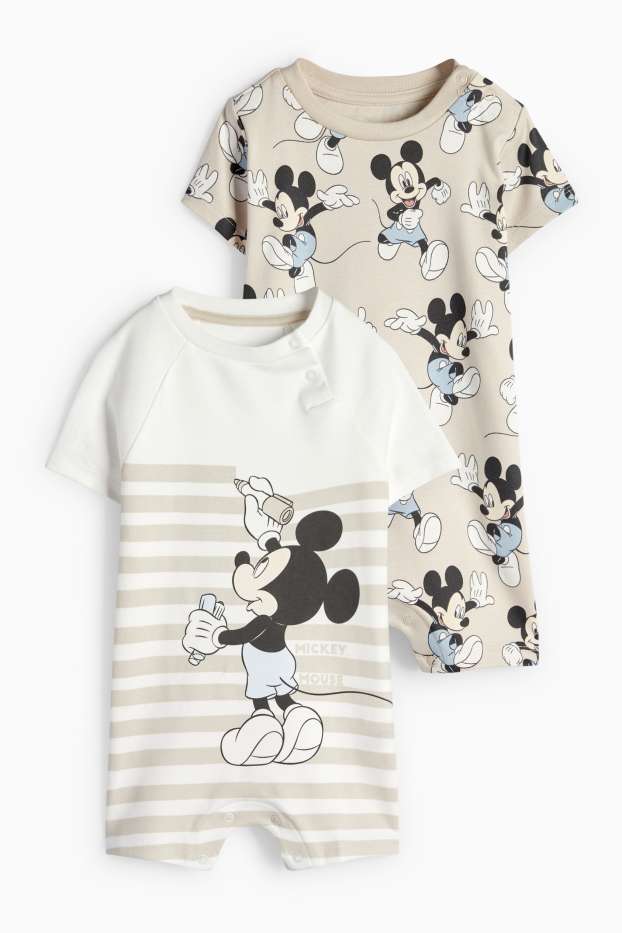 Baby Jungen - Multipack 2er - Micky Maus - Baby-Schlafanzug - hellbeige