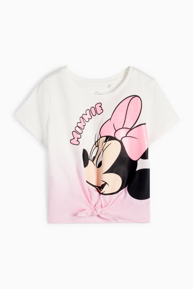 Enfants filles - Minnie Mouse - T-shirt avec nœud - blanc crème