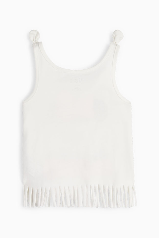 Enfants filles - Minnie Mouse - top effrangé - blanc crème
