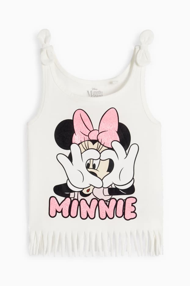 Enfants filles - Minnie Mouse - top effrangé - blanc crème