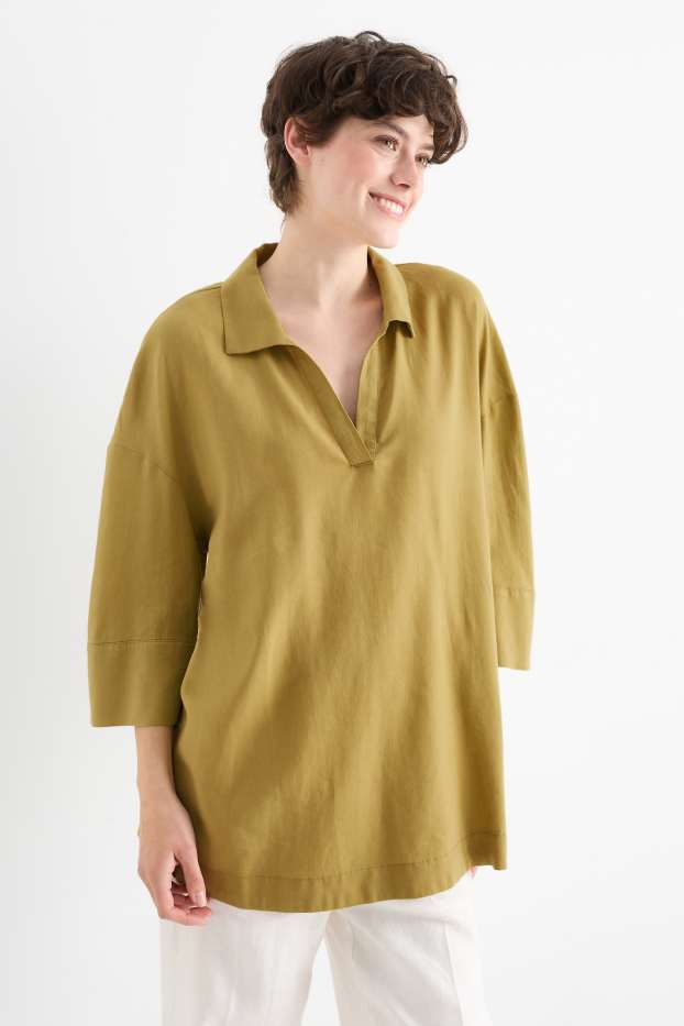Women - Tunic - linen blend - khaki