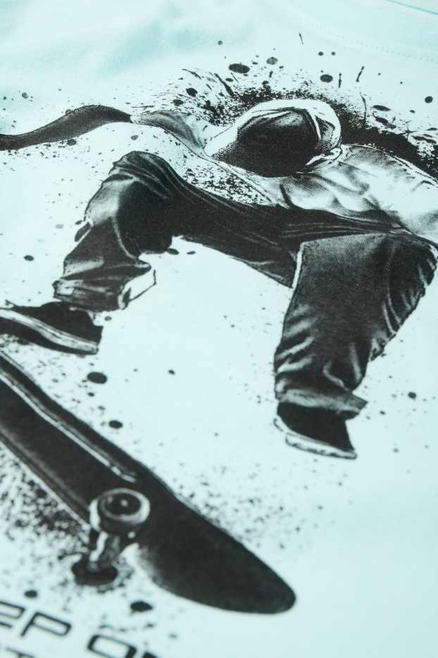 Children Boys - Skateboarder - set - short sleeve T-shirt and shorts - 2 piece - blue / turquoise