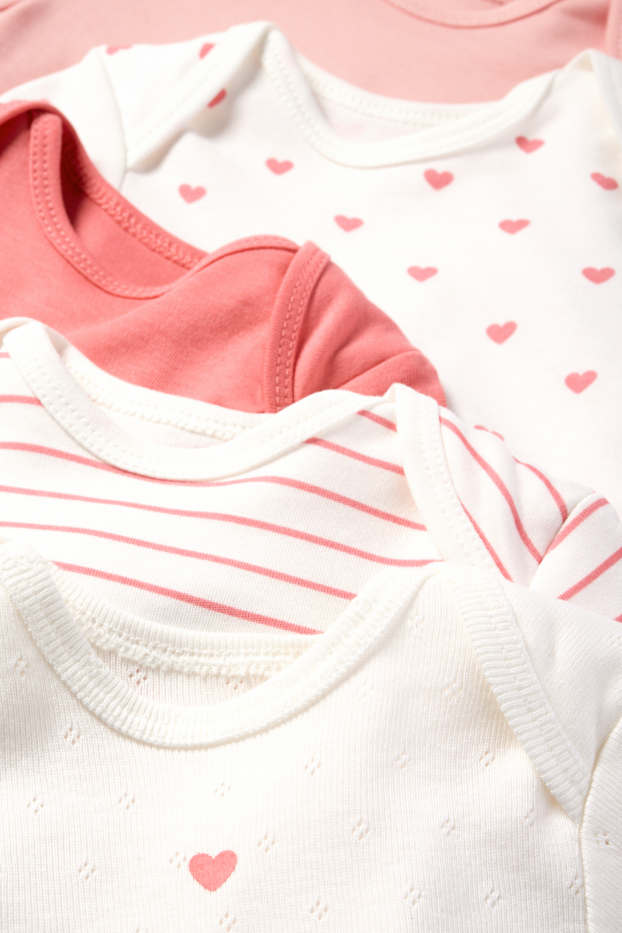 Neonate - Confezione da 5 - cuore - body per neonate - bianco / rosa