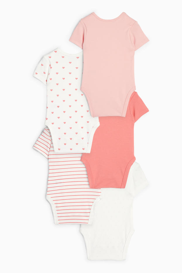 Neonate - Confezione da 5 - cuore - body per neonate - bianco / rosa