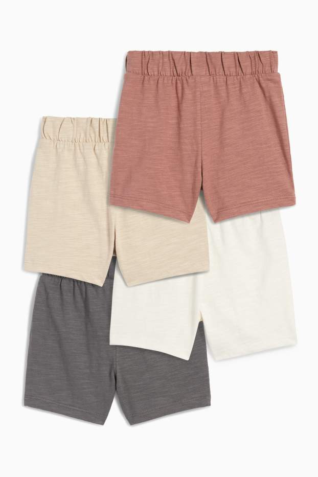 Baby: jongens - Set van 4 - babyshorts - grijs / bruin