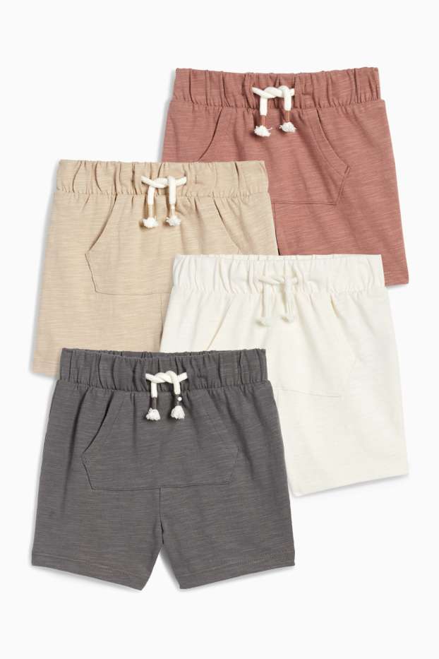 Baby: jongens - Set van 4 - babyshorts - grijs / bruin