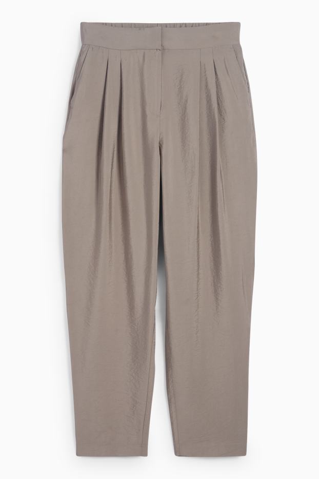 Damen - Business-Hose - High Waist - Loose Fit - grau