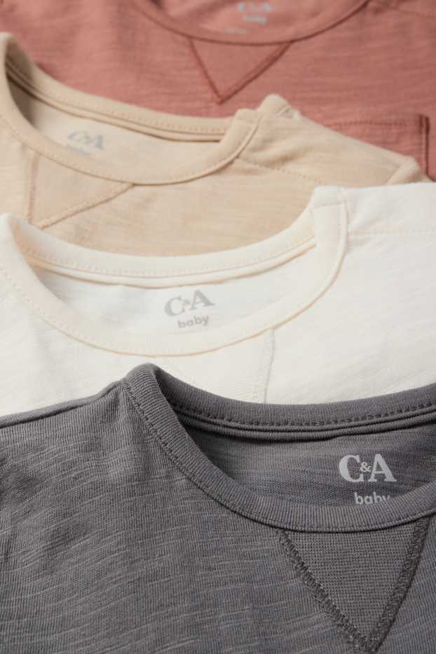 Miminka - chlapci - Multipack 4 ks - tričko s krátkým rukávem pro miminka - šedá/hnědá