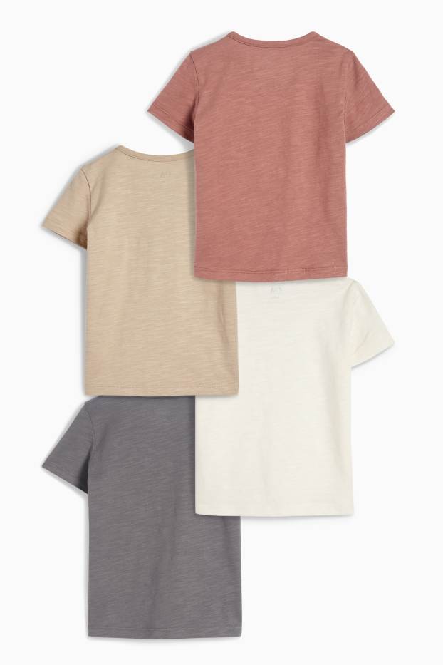 Miminka - chlapci - Multipack 4 ks - tričko s krátkým rukávem pro miminka - šedá/hnědá