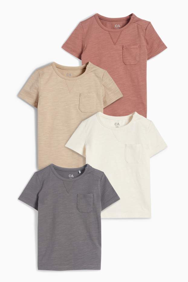 Miminka - chlapci - Multipack 4 ks - tričko s krátkým rukávem pro miminka - šedá/hnědá