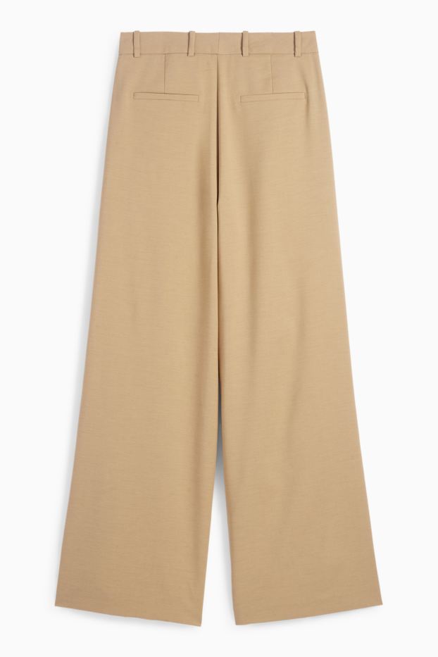 Dámské - Business kalhoty - high waist - relaxed fit - béžová