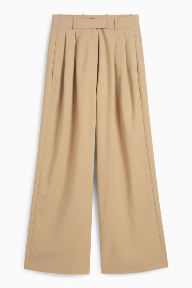 Dámské - Business kalhoty - high waist - relaxed fit - béžová