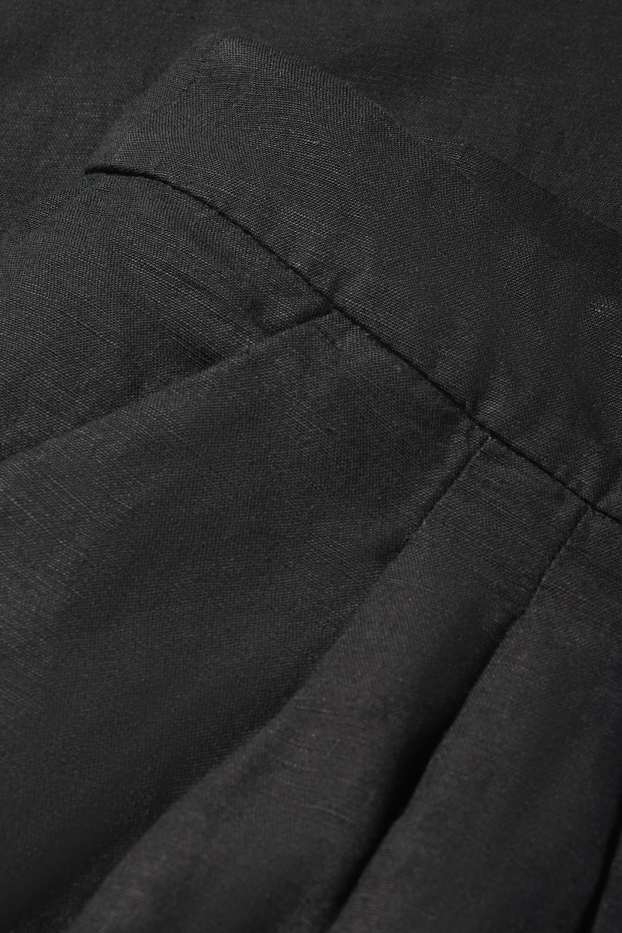 Donna - Pantaloni di stoffa - vita alta - gamba ampia - misto lino - nero