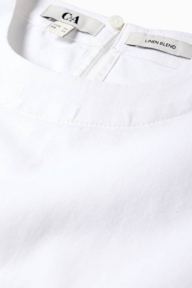 Donna - Blusa smanicata - misto lino - bianco