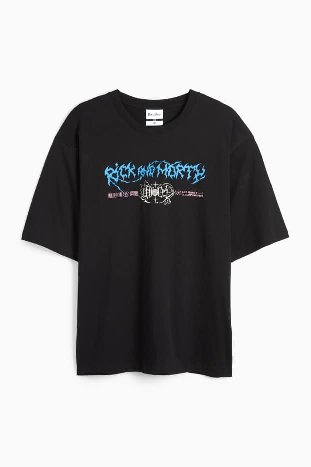 Hommes - T-shirt - oversize - Rick et Morty - noir