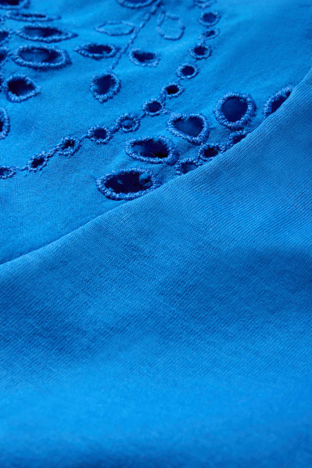 Donna - T-shirt - Broderie Anglaise - blu