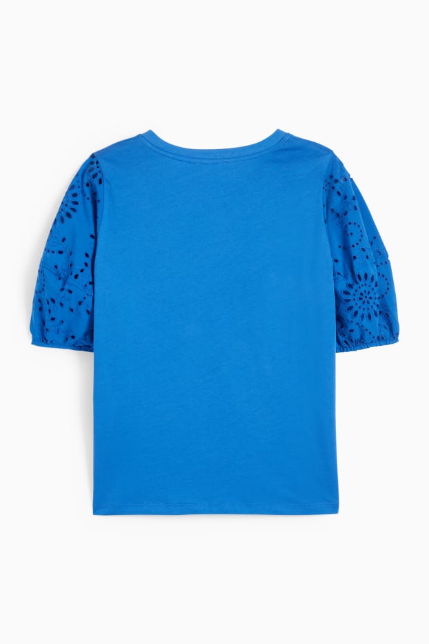 Donna - T-shirt - Broderie Anglaise - blu