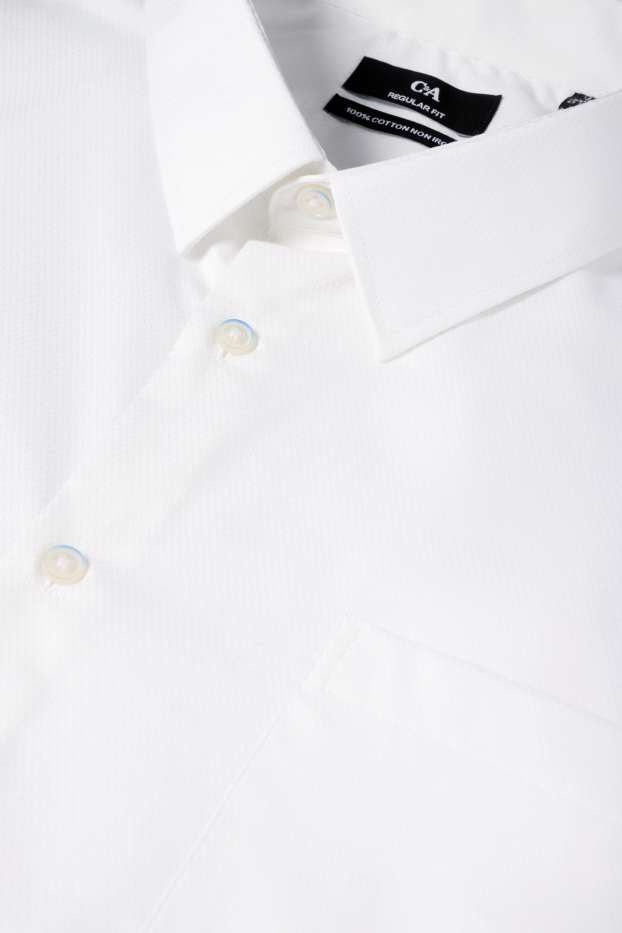Hommes - Chemise - regular fit - col kent - sans repassage - texturée - blanc