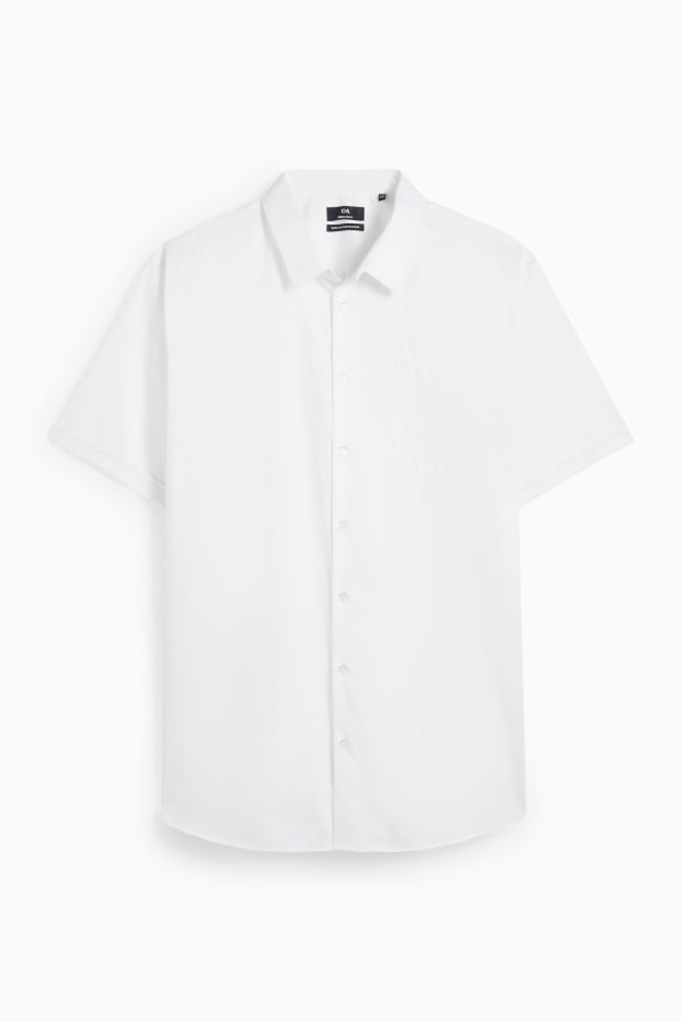 Hommes - Chemise - regular fit - col kent - sans repassage - texturée - blanc