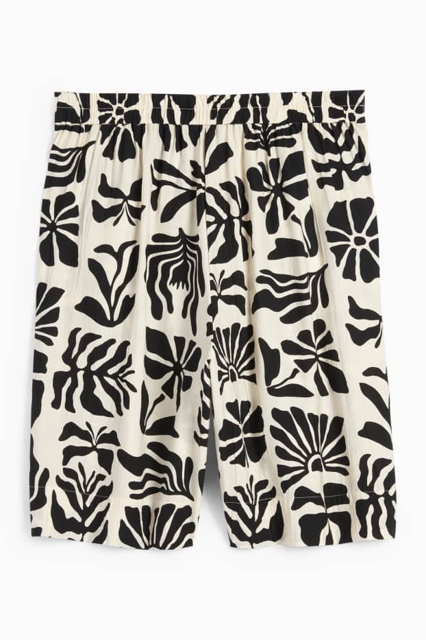 Femmes - Bermudas - high waist - à motif - texturé - noir / beige