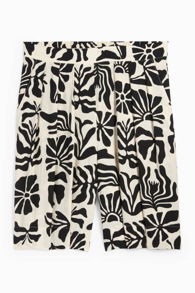 Femmes - Bermudas - high waist - à motif - texturé - noir / beige
