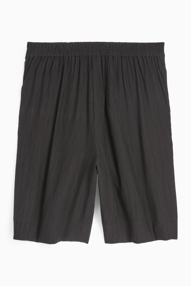 Kobiety - Szorty bermudy - wysoki stan - z fakturą - czarny