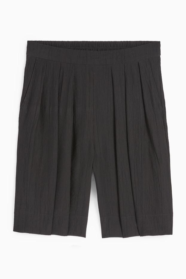 Kobiety - Szorty bermudy - wysoki stan - z fakturą - czarny