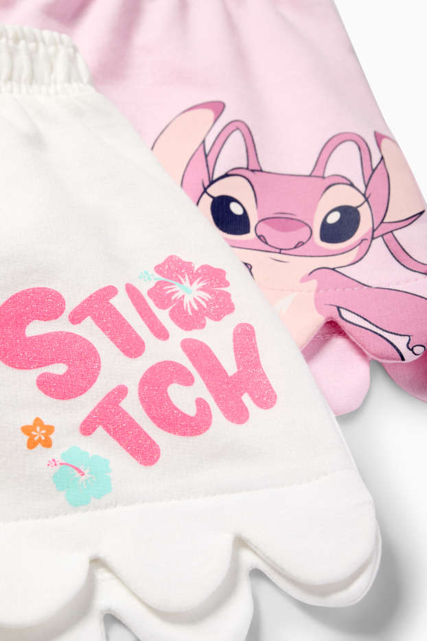 Nena - Paquet de 2 - Lilo & Stitch - pantalons curts de xandall - rosa