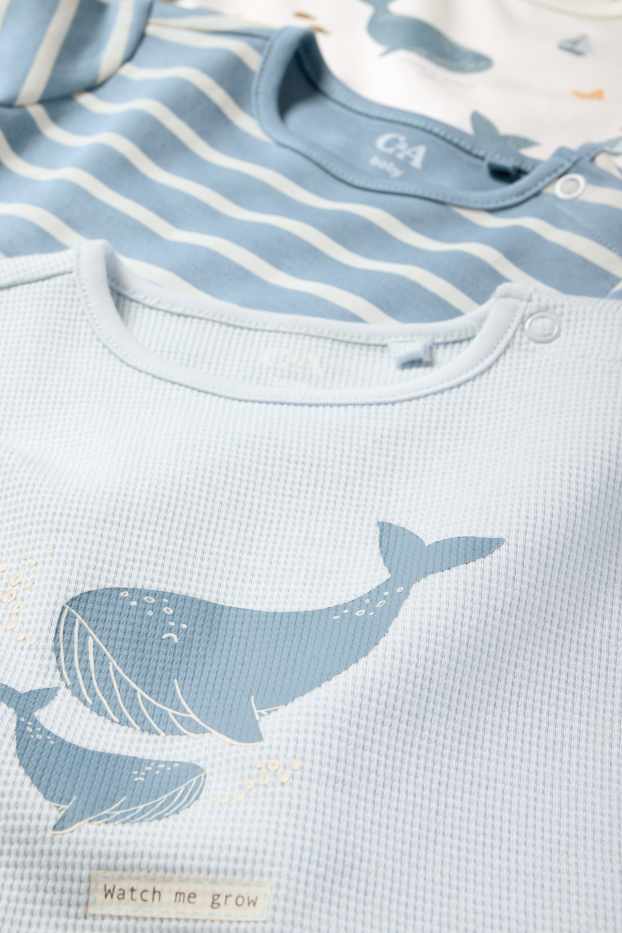 Baby Boys - Multipack of 3 - whale - baby sleepsuit - light blue