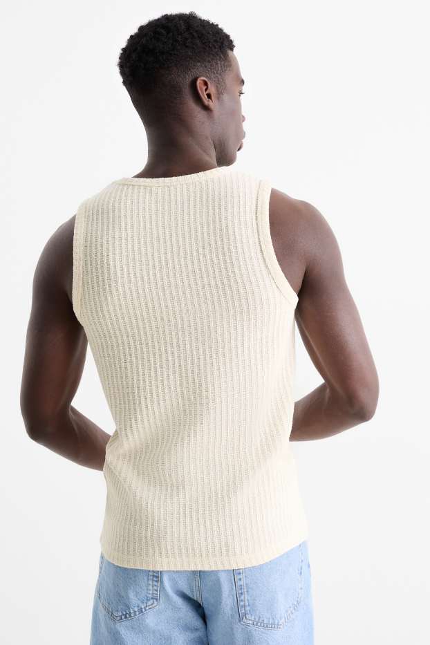 Herren - Strick-Top - gerippt - hellbeige