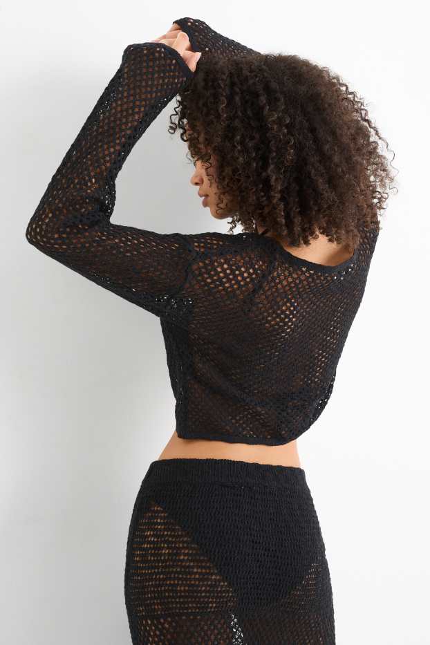 Women - Cropped jumper - black