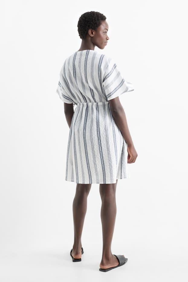 Dona - Vestit de platja - de ratlles - blanc/gris