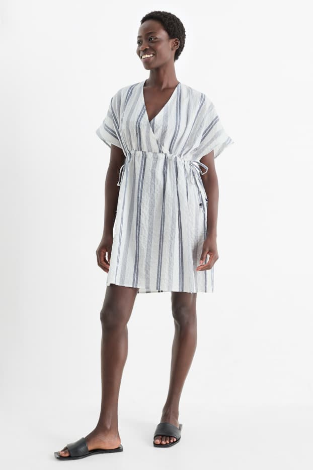 Dona - Vestit de platja - de ratlles - blanc/gris