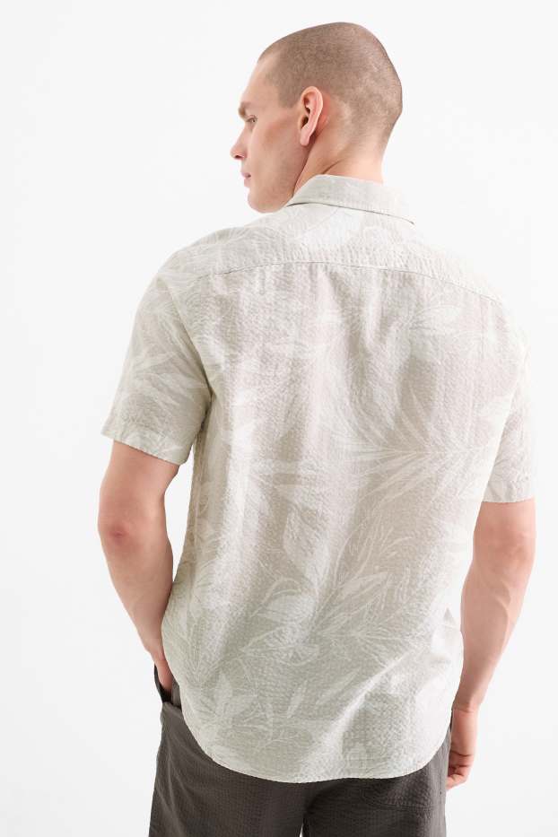 Bărbați - Cămașă - regular fit - guler Kent - cu model - structurată - bej