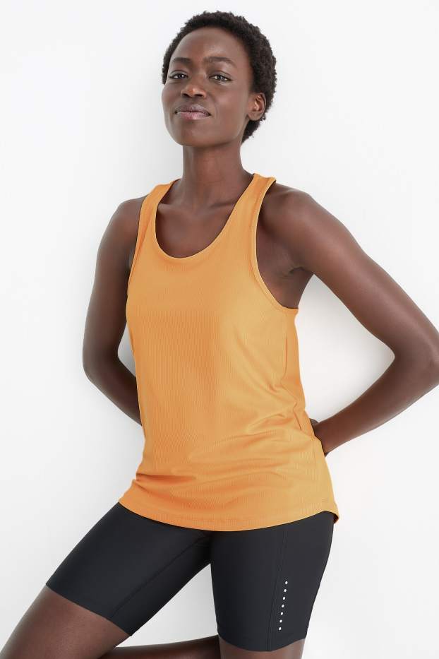 Women - Technical top - ribbed - orange